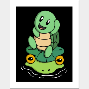 Turtle's Froggy Friend Posters and Art